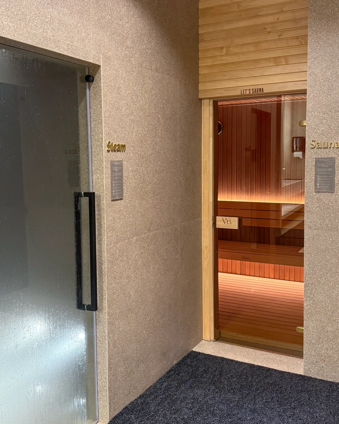 The sauna and steam rooms at Vy Boutique